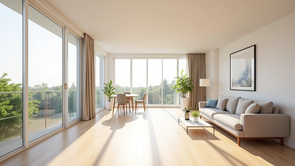Modern pet-friendly apartment with open living space, natural light, hardwood flooring suitable for pets