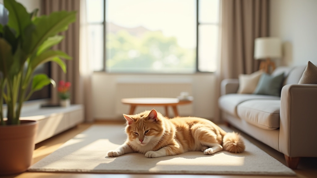 Comfortable pet-friendly apartment living space with dog and cat